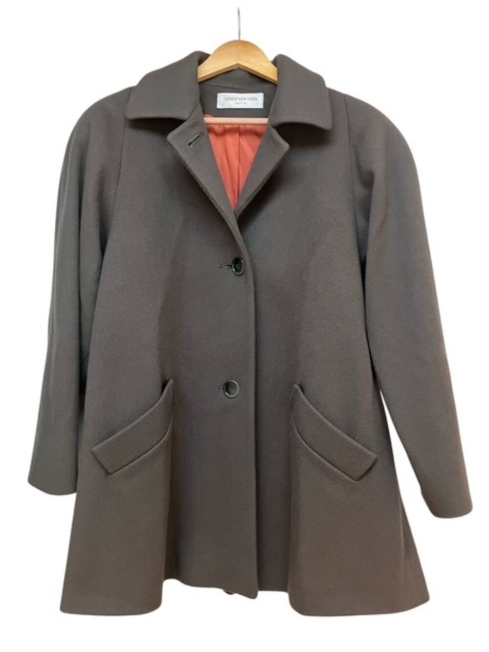Vintage Jones New York 100% wool car coat in Dark Taupe 12P